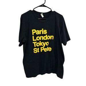 Paris London Tokyo St Pete Black T Shirt By Bella+Canvas  XL